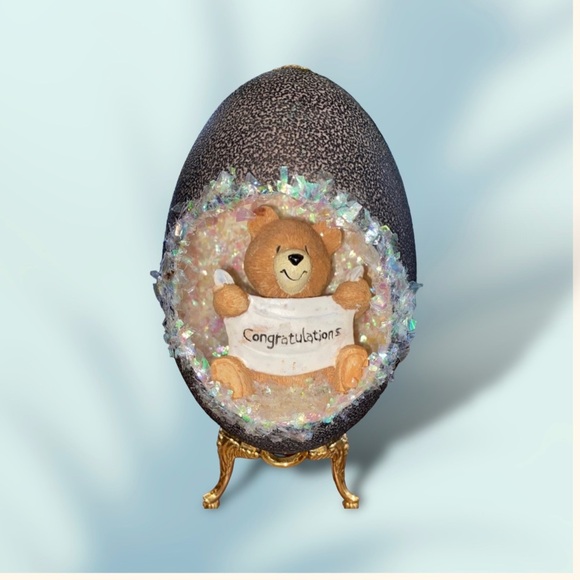𝑯𝒂𝒏𝒅𝒎𝒂𝒅𝒆 Emu Egg “Congratulations” Gift - Picture 12 of 14